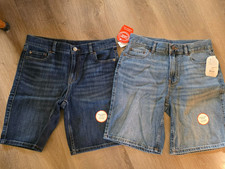 Wonder Nation Girls Size 14 Waist Adj. Denim Shorts Blue Pockets Lot of 2 NEW