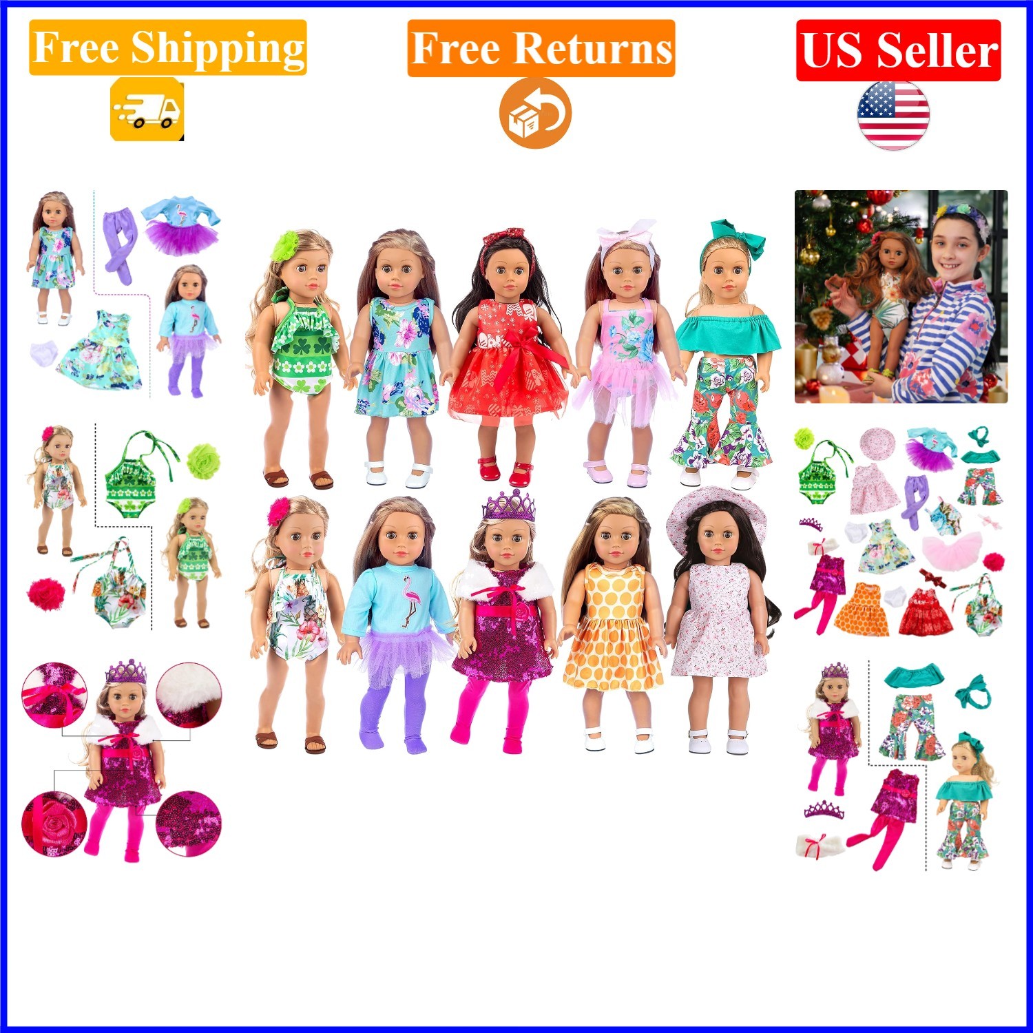& Accessories Set For Girl Dolls, American Style