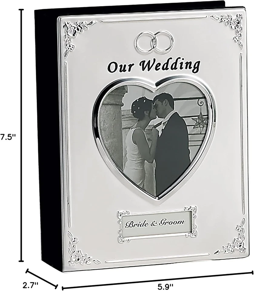 Álbum de fotos de boda plateado para parejas clásico plateado sólido Foto 3 de 3
