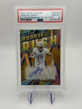 2024 Topps Chrome Ladd McConkey All Etch Rookie Rush Gold /50 Chargers PSA 10 RC
