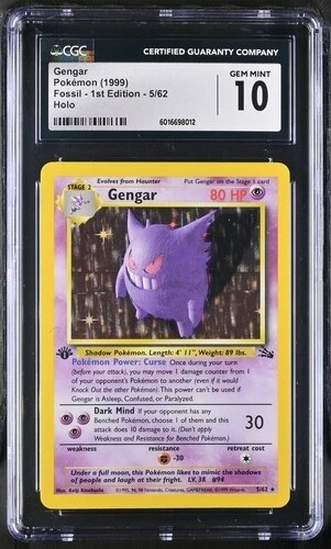Pokémon Gengar 1999 Fossil - 1st Ed. #5/62 Holo CGC 10
