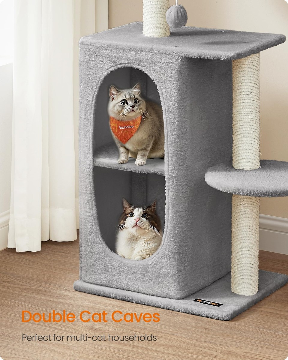 Cat Tree Tower with Caves for Multi-Cat Households, Kittens