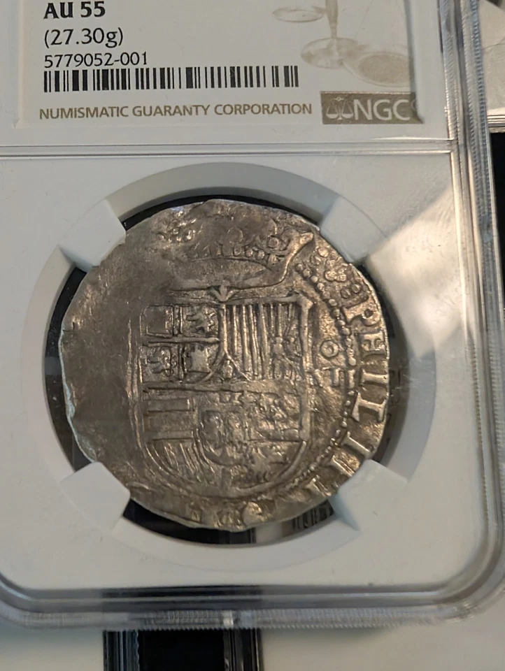 1556-1598 Spain 8 Reales Philip II NGC AU55 (27.30g) Top Pop! Silver Cob - Image 2 of 4