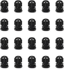 Cable Gland 20 Pack Plastic Waterproof Adjustable PG11(20-pack), Black 