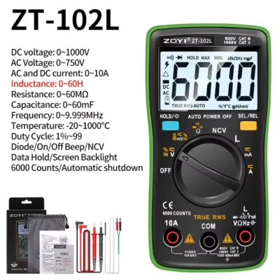 ZOYI New ZT102L Digital Multimeter 6000 Counts Auto Range Backlight AC/DC Ammete