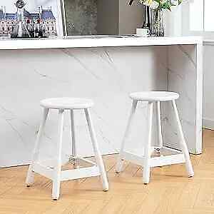 24 Inch Bar Stools with Round Seat Breakfast Bar Chairs with Footrest Sturdy