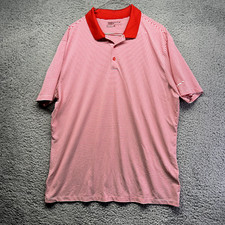 Men's Nike Golf STANDARD FIT Dri-Fit Size XL Red  White Striped Polo Shirt