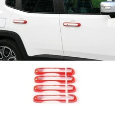Car Exterior Side Door Handle Strip Trim 8PCS For Jeep Renegade 2016+ Bright Red