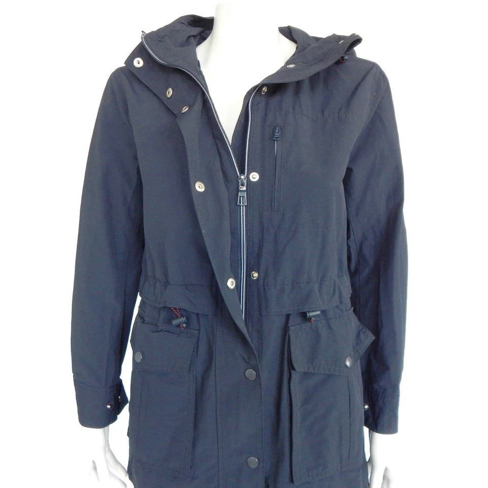 J. Abrigo de lluvia CREW clásico azul medianoche chaqueta de trinchera con capucha para mujer XXS - 037 Foto 2 de 4