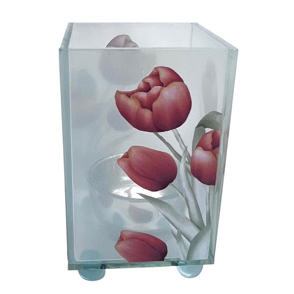 Elegant Red Tulip Glass Votive Candle Holder – Perfect For Home Decor & Gifts-image