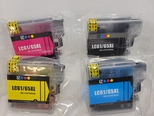 4 EZInk LC61/65XL Ink Cartridges Brother Compatible Black Cyan Magenta Yellow