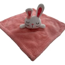 Baby Gear Pink White Bunny Plush Security Blanket 13x13 Lovey Soothing Easter
