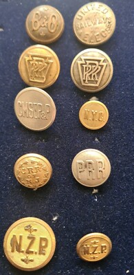 EISENBAHNKNÖPFE 10 x AMERICAN TRAIN COMPANIES Baltimore New York United Electric