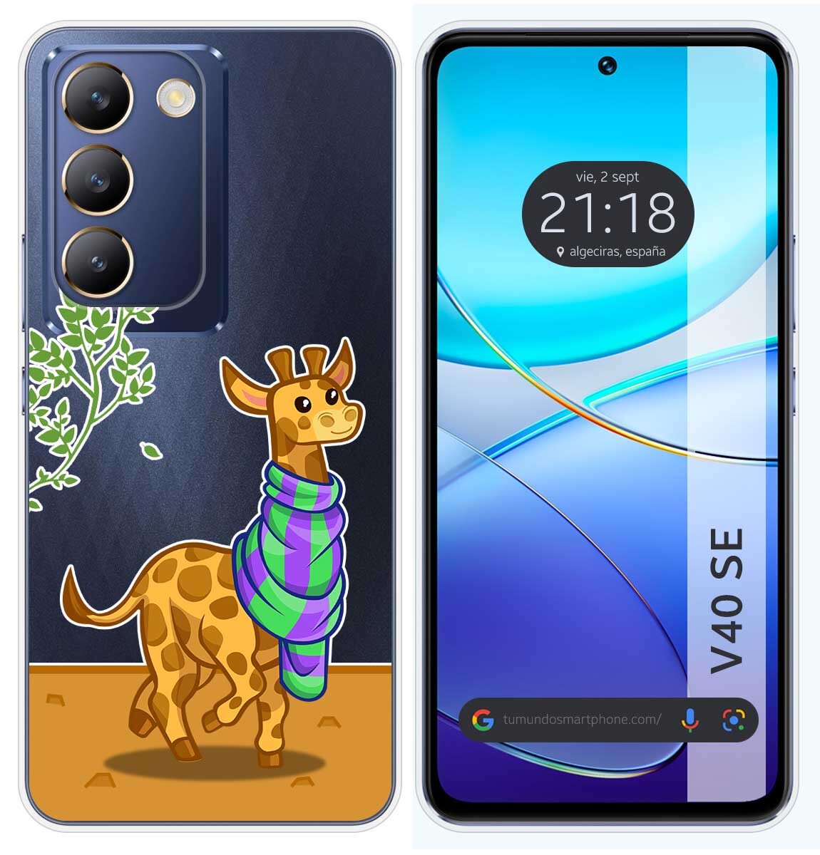Cover Silicone Trasparente per Vivo V40 SE 5G Disegno Giraffa Disegni