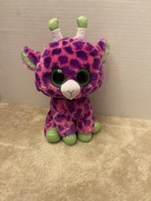 Ty Beanie Boos Gilbert The Giraffe Plush Glitter Eyes 10 In Purple Pink
