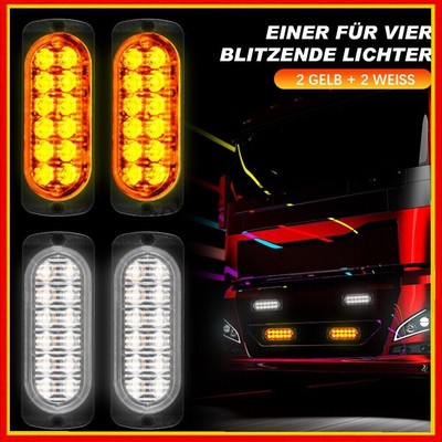 4X Auto 12LED Frontblitzer Warnleuchten Blitzlicht Strobe Leuchte DC12-24V LKW