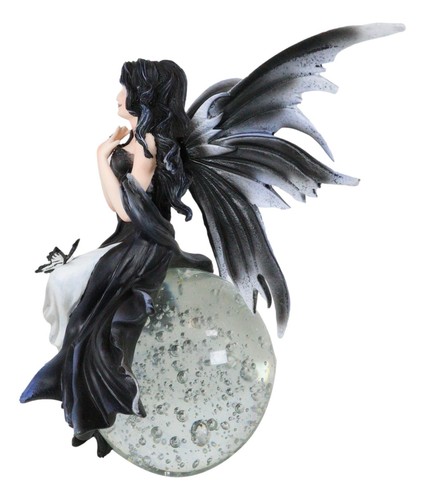 Fantasy Gathering Storm Gothic Fairy Sitting On Bubble Moon Glass Ball Statue - 第 6/9 張圖片