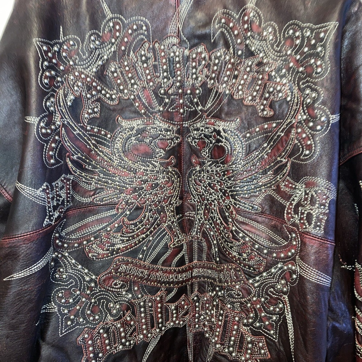 Marc Buchanan Pelle Pelle leather Rhinestone Studded Jacket 56