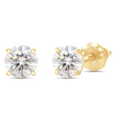 Solid 14K Yellow Gold Real Moissanite Stud Earrings Pass Diamond Tester 1 ctw