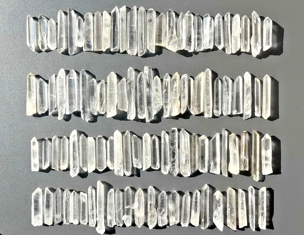 Muestras de varita terminada de puntos de cuarzo blanco cristalino natural a granel 100 un.