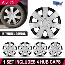 15 4-pack Wheel Covers Snap On Full Hub Caps Fit R15 Tire Steel Rim Pickup