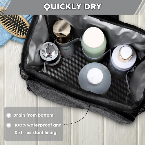 Travel Shower Caddy Hanging Portable Waterproof Fabric Multi Pocket Mesh Gray - Picture 2 of 5