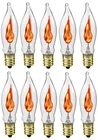 Box of 10 Flicker Flame Light Bulbs, E12 Candelabra Base, 3 watt (#A101)