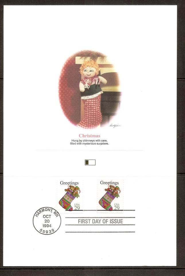 US SC # 2871-a, 2872-a, 2873-2874 Christmas 94 FDC. Fleetwood Proofcard Edition. - Image 2 of 4