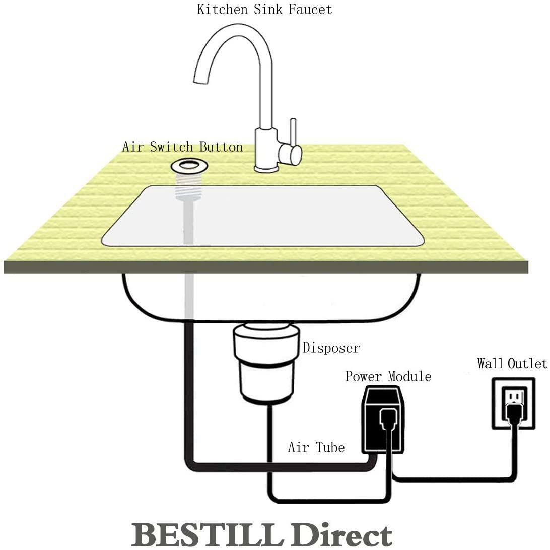 BESTILL Sink Top Garbage Disposal Air Switch Kit, Matte Black (Long