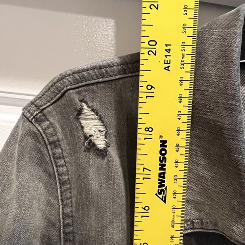 Mavi Jeans Denim Jacket Womens Small Gray Distressed Cropped Trucker - Picture 8 of 12