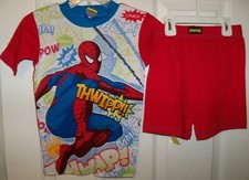 Spiderman Spider Man Red Pow Thump Short Pajama PJ 2 Piece Set Boys Size 8 NWT