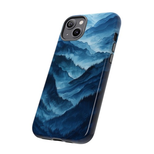 For iPhone / Galaxy / Pixel | Phone-Ink Case - Blue Forest Mountain Watercolor - 第 39/139 張圖片