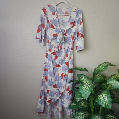 L*space Kellen Paloma Floral Tie Front Cut Out Maxi Dress Boho Tropical  Festival | eBay