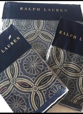 Ralph Lauren Duvet Set w/ 2 Shams Artisan Loft Moore Navy Indigo Blue Full Queen