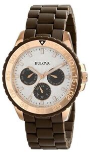 Bulova Women's Quartz Multi Dial Calendar Rose Gold Accents 40mm Watch 98N103 - Click1Get2 On Sale