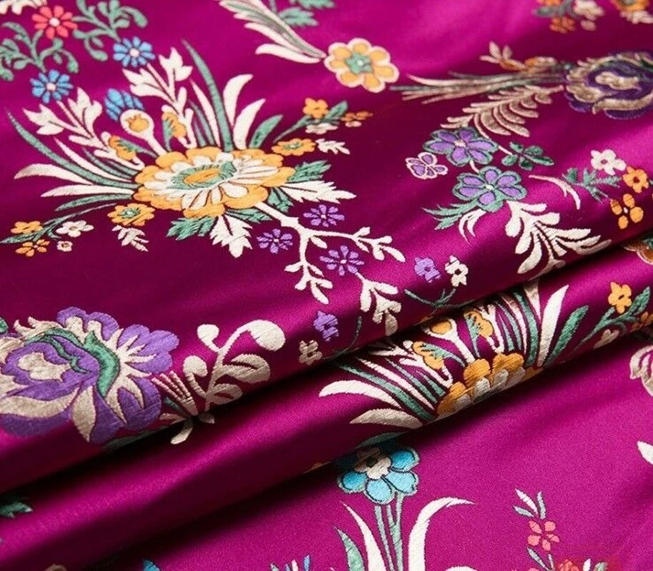 Tela floral satinada china hágalo usted mismo Begonia Damasco Brocado Bolso Ropa Costura Artesanía Foto 4 de 4