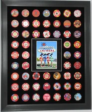 54 CASINO POKER CHIPS (NOT INCLUDED) LAS VEGAS SIGN WALL DISPLAY PICTURE FRAME