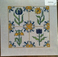 Art Deco Flowers Handpainted Needlepoint Canvas