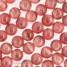 12 Genuine Gemstone Rhodochrosite Round Beads, Natural Pink 7.6mm - 8.3mm