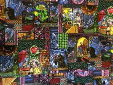 Disney BEAUTY AND THE BEAST Cotton Fabric 1/4 Yard - Great for Masks or Quilts