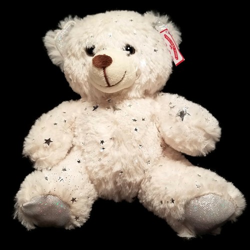Holiday Time BEIGE BEAR WITH SILVER STAR GLITTER Plush Stuffed Animal Toy 8" - Picture 6 of 12
