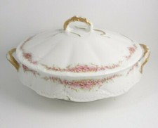 Theo Haviland Limoges Porcelain Lidded Vegetable Bowl 601 Pink Flowers