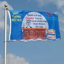 Good Friends Meet Here Hamms Beer Flag Banner 3x5Feet Dorm Bar Decor Man Cave