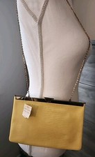 Vintage ETRA Clutch Purse Genuine Leather Gold Metal Tone Closure. New With Tag