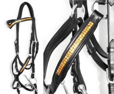 FSS GLOW 2-reihig GOLD Crystal Padded Grackle Figur 8 Trense mississippi_star_3: