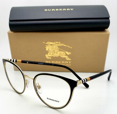 新品即決 New BURBERRY Gold & Black 140 52-19 1262 1324 B Eyeglasses アイ