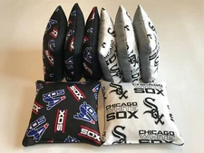 CHICAGO WHITE SOX CORNHOLE BEAN BAGS SET OF 8 TOP QUALITY TOSS GAME 