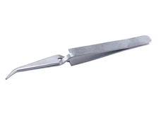 Cross Locking Tweezers Reverse Action Curved Tip Stainless Steel 4-1/2"