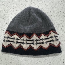 Vtg One Size Turtle Fur Beanie Gray Navy Orange Ski Snow Cap Hat Acrylic Canada