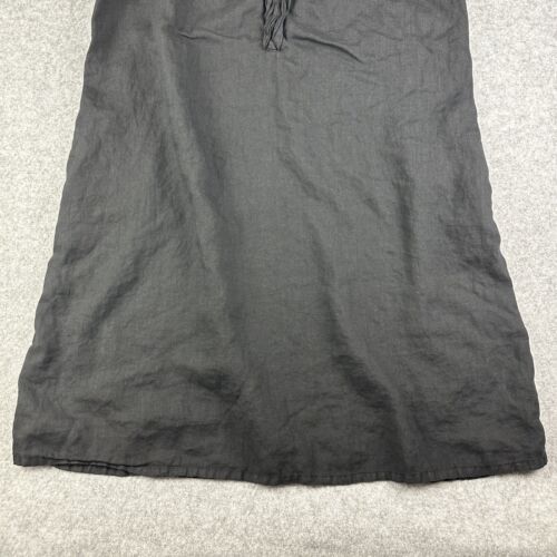 Abito midi Allen Allen lino donna 2x nero tasche con volant Lagenlook made in USA - Foto 3 di 11